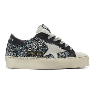 Golden Goose Black & Blue Hi Star Sparkly Sneakers